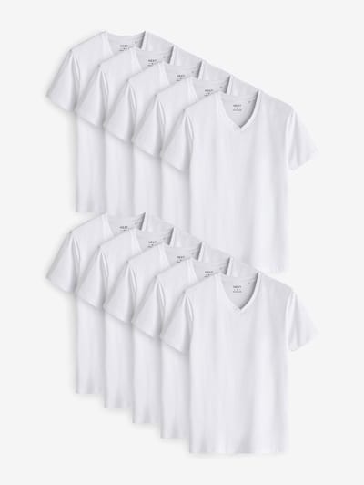 Next - Heren - Verpakking van 10 slim-fit 100% katoenen T-shirts met V-hals en laagjes - Wit