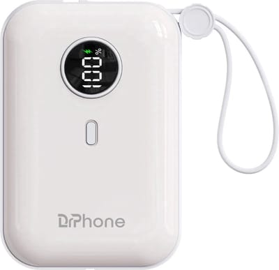 DrPhone PowerCharge - Nood 10000mAh Powerbank - Opladen met Gemak en Snelheid - Vier Apparaten Tegelijk - QC22.5W Technologie - Tweerichtings Snellaadtechnologie - Wit