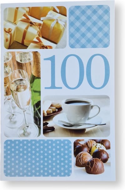 Cards & Crafts 100 Jaar - Leeftijd Verjaardagskaart Wenskaart - 12 x 17 cm - gevouwen kaart Inclusief envelop