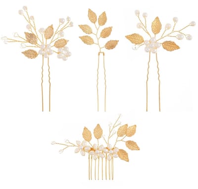 Dailygoods- Haarspelden Bruids - 4 Stuks Bloem - Parel/Haaraccessoires - Bruiloft/Bal/Feest - Legering/Kunststof - Exquis Ontwerp - Haarsieraden
