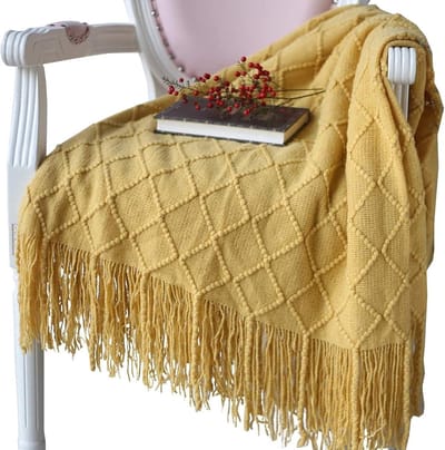 Deken - Knuffeldeken - Zacht deken - Zachte gebreide wollen deken - Deken met franjes - Schattige deken - Bankdeken - Slaapdeken - Khaki - 130 x 180 cm