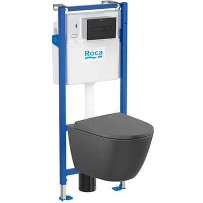 Roca Nest Inbouwtoilet Set Met Randloze Toiletpot - Zwart Mat