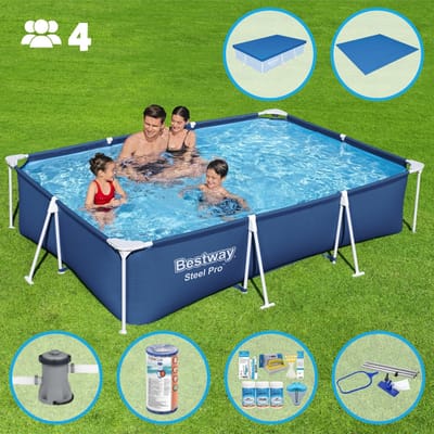 Bestway Steel Pro Frame Zwembad - Alles-in-één Zwembadpakket - 300 x 201 x 66 cm - Blauw