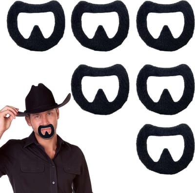 6 Stuks Nepprofielfoto's Zelfklevende Realistische Snor voor Halloween, Cosplay en Verkleedpartijen (Zwart)