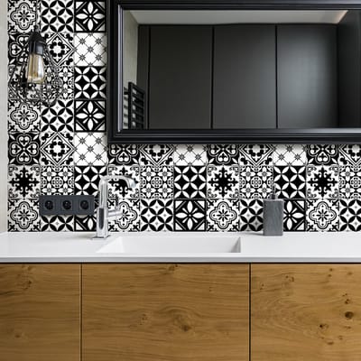 Zelfklevende tegelmuurstickers voor keuken en badkamer - 30 Rosario Azulejo tegelstickers - 30 stickers 20x20cm