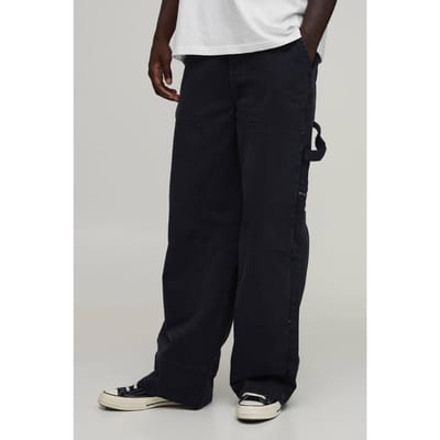 Baggy Fit Twill Timmermansbroek Met Meerdere Zakken | Charcoal | Size 28