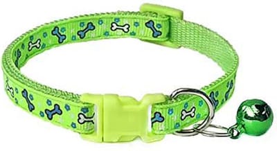 Consumerce® Katten en Honden Halsband Botjesprint Met Belletje – Groen – 19-33cm Verstelbaar – Voor Hond Kat Puppy Kitten – Halsbandje – Halsbanden – Kleine – Kattenbandje – Bandje – Band