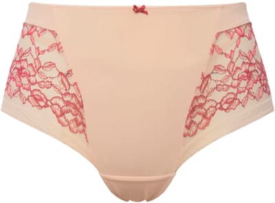 Ulla Popken - Dames - Hipster microvezel tweekleurige kant - Huidkleurig - Maat 54+