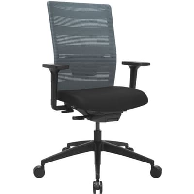 Topstar AirWork bureaustoel, met armleuningen, auto-synchroon mechanisme, voorgevormde zitting, netrug met lendensteun, petrol/zwart