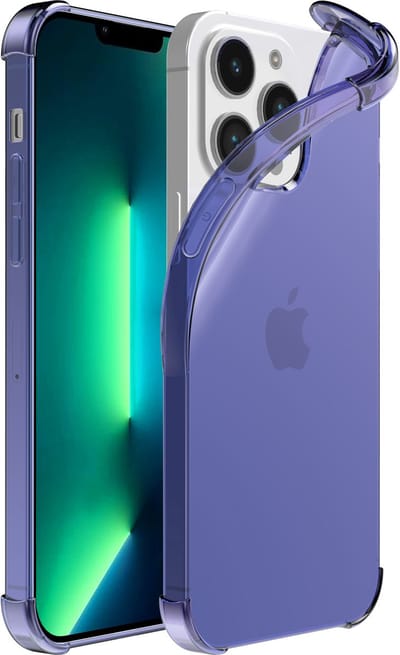 Smartphonica iPhone 13 Pro transparant shockproof siliconen hoesje met stootrand - Donkerblauw geschikt voor iPhone 13 Pro