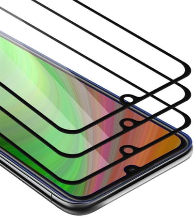 Cadorabo 3x Screenprotector geschikt voor Honor 8A 2020 Volledig scherm pantserfolie Beschermfolie in TRANSPARANT met ZWART - Getemperd (Tempered) Display beschermend glas in 9H hardheid met 3D Touch