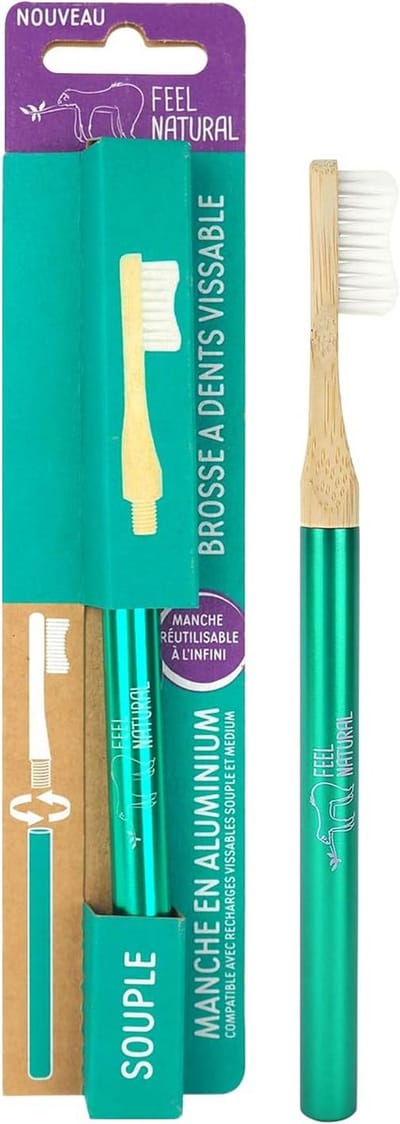 Aluminium Tandenborstel - Herbruikbare Borstel - Mondhygiëne - Plantaardige Filamenten - 224 cm - Groen