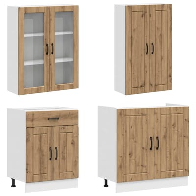 vidaXL Keukenblok LUCCA 8 st Artisanaal eiken Bewerkt hout