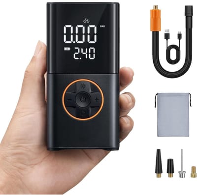 StayPowered Draadloze Luchtpomp - Compact & Razendsnel Opblazen - 150 PSI Druk - 4 Slimme Modi - USB-C Opladen - Krachtige LED Zaklamp - Oplaadbaar - Alle Ventielen - Zwart - Levering Sneller dan Aangegeven!
