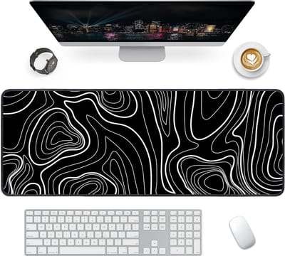 StayPowered Gaming Muismat XXL - Maximale Ruimte en Precisie voor Gamers en Werkers - 80x30 cm - Antislip Basis - Stijlvol Design - Zachte Muisbeweging - Veelzijdig Gebruik - Zwart met Witte Lijnen - Levering Sneller dan Aangegeven!