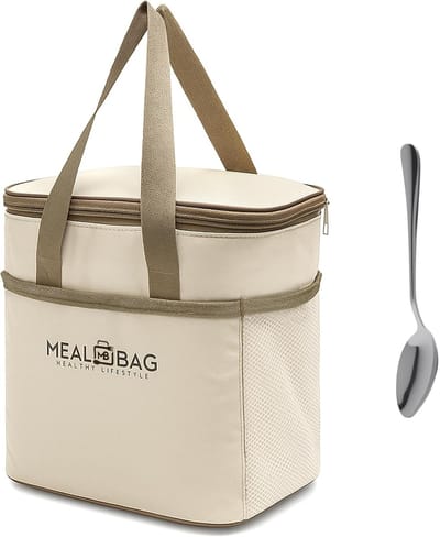 Koeltas 9L Klein met 1 Lepel - Draagbare Thermische Tas voor Lunch, Werk, Picknick en School - Vouwbaar, Grote Capaciteit en Waterdicht