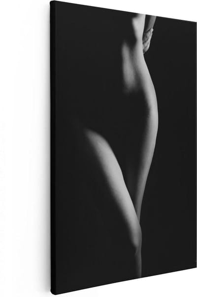Artaza Canvas Schilderij Vrouw Silhouet - 20x30 cm - Klein - Muurdecoratie Erotiek - Wanddecoratie Slaapkamer - Kamer Accessoires Zwart Wit