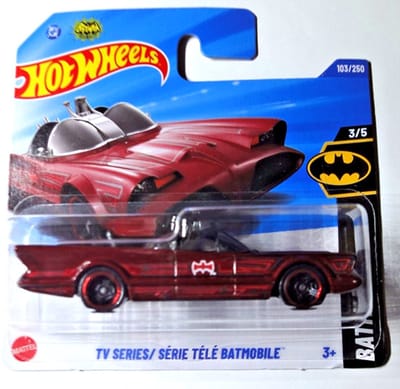 HOT WHEELS BATMOBILE 103/250 BATMAN 3/5 TV SERIES (Batmóvil De La Serie De TV) DC Comics Batman 2025 SHORT CARD