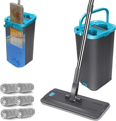 Roestvrijstalen Dweilsysteem met Emmer - Efficiënt Schoonmaken en Uitwringen - Microvezel Mop - Geschikt voor Alle Vloertypes