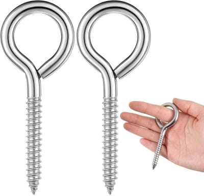 Set van 2 zelftappende oogschroeven, M8 ooghaken van 304 roestvrij staal voor zware belasting, ideaal voor yoga, hangmatten en schommels met een draagvermogen van 150 kg