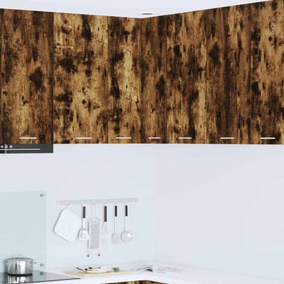 vidaXL - Hangkast - Gerookte - Eik - en - Wit - 57 - x - 57 - x - 80 - cm - Bewerkt - hout