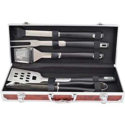 Floraland MG114 - Barbecuegereedschapset - 5-delig - Roestvrij staal - Aluminium Koffer