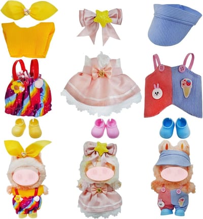 Leuke Poppenkleding Sets - Mini Accessoires - Poppen Aankleden - 3 Sets Inbegrepen - 17 x 10 cm