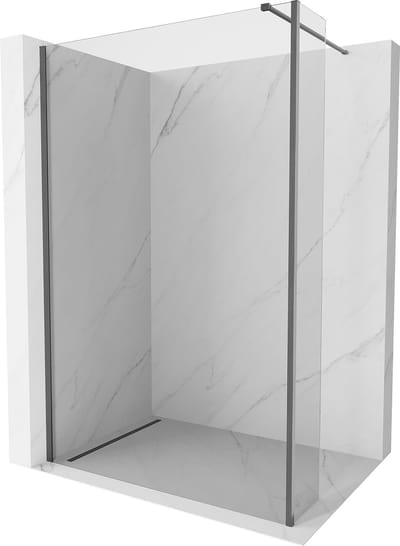 Mexen Kioto douchewand Walk-in 90 x 30 , transparant, geborsteld geweergrijs - 800-090-212-66-00-030