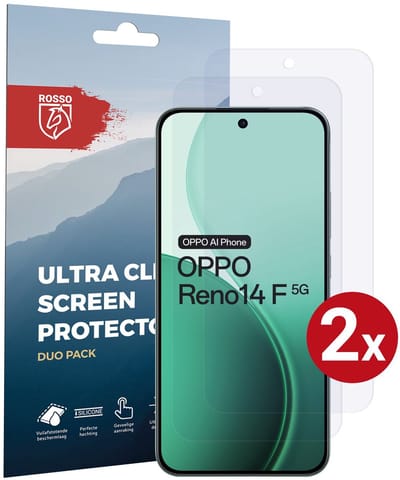 Rosso Screen Protector Geschikt voor Oppo Reno 14 F | Ultra Clear Duo Pack | TPU Folie | Case Friendly Beschermfolie | 2 Stuks