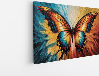 Saammp - Canvas Schilderij - Vlinder - kleurrijk - Dieren - Abstract - 30x20 - Foto op canvas - Wanddecoratie - muurdecoratie Woonkamer - Slaapkamer decoratie - Canvas Print