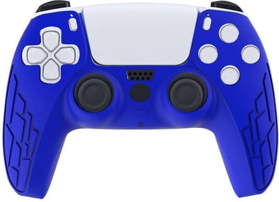 PS5 Controller Geribbeld Beschermhoesje - Blauw - Siliconen Skin