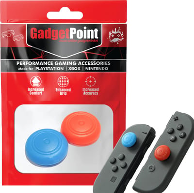 Gadgetpoint - Thumb Grips voor Nintendo Switch Joy-Con Controllers - Gaming Thumbgrips - Performance Anti-Slip Thumbsticks - Bescherming Accessoires - Thumbgrips Rood/Blauw