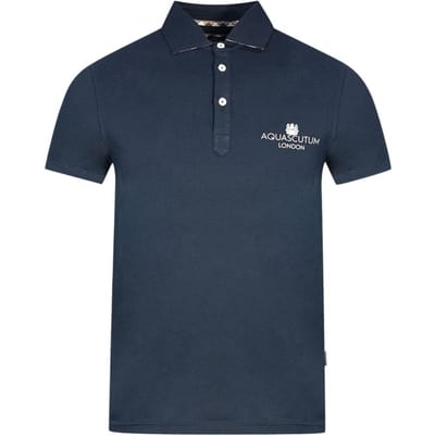 Aquascutum London marineblauw poloshirt met opvallend logo