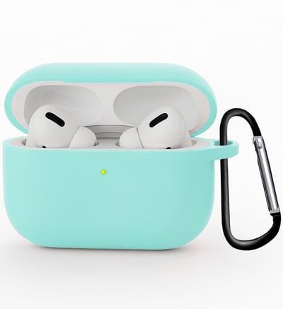 Hoesje Geschikt voor Apple Airpods Pro 3 - Siliconen Hoes met Clip - Silicone Case Cover - Mintgroen