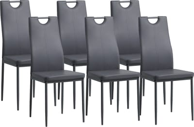 ALBATROS Eetkamerstoel Salerno Set van 6, Grijs - Stijlvol Italiaans Ontwerp, Kunstleer Bekleding, Comfortabele Gestoffeerde Stoel - Moderne Keukenstoel, Eetkamerstoel of Eettafelstoel