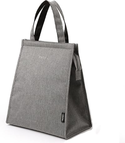 Lunchtassen - lunchtas grijs XL - geïsoleerde Lunchbag - school - werk - met handvaten - 5 liter - BPA-vrij - waterdicht