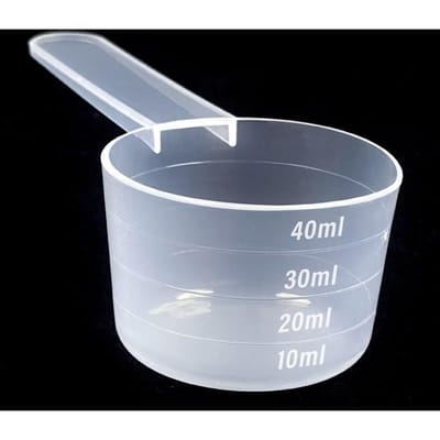 Vlakbodem Maatschepje 40ml Transparant Plastic, Individueel Verpakt voor Nauwkeurige Meting 1pcs gray