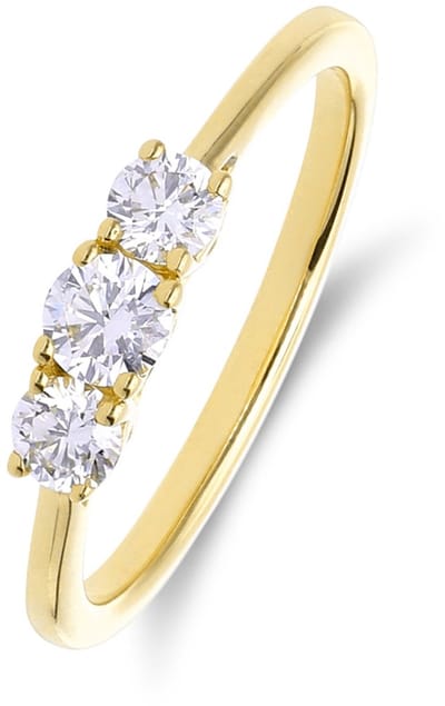 Lucardi Dames 14 karaat geelgouden ring met lab grown diamant 0,490ct voor dames - Ring - 14 Karaat Goud - Goud - 17.50 / 55 mm