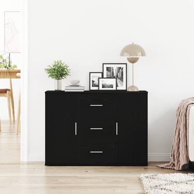 vidaXL - Dressoir - 91x29,5x65 - cm - spaanplaat - zwart - eikenkleurig