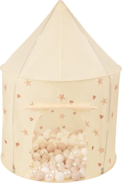 Selonis Kindertent Speeltenten 100X130cm/100 Ballen In Paviljoenvorm Voor Kinderen Eenvoudig Op te zetten Draagbaar Speelhuisje Voor Binnen En Buiten, Licht Beige: Pastel Beige/Wit/Parel