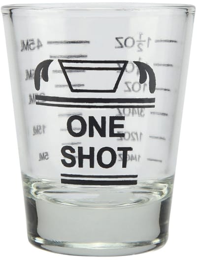 Glazen Maatbeker - Dikke Transparante Cocktail Jigger - Nauwkeurige Bar & Bak Accessoire -45ml -Zwarte Schaalverdeling - Kleine Maatbeker - 1 Stuks