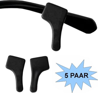 Fako Bijoux - Anti-slip Oorhaakjes Mini - Brilhaakjes - Siliconen - Zwart - 5 Paar
