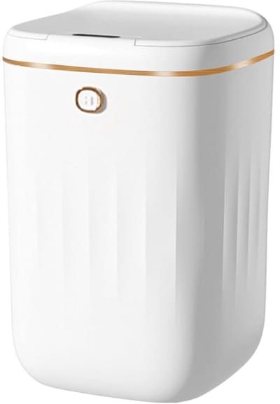 Automatische 20L Touch Sensor Afvalcontainer voor Keuken en Badkamer - Wit en Goud, Batterijgevoed, Eenvoudig in Gebruik