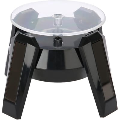 Zonne-energie 360 graden draaiplateau horloge telefoon sieraden displaystandaard LED-licht (Zwart) zwart