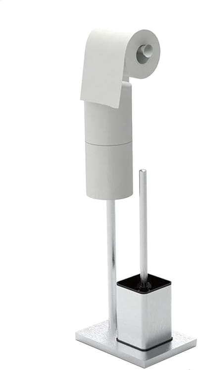 Dailygoods- Toiletrolhouder Vrijstaand - Toiletborstel - Roestvrij Staal - Antiroest - Opvouwbaar - Maximale Capaciteit 5 Rollen - Toiletpapierhouder