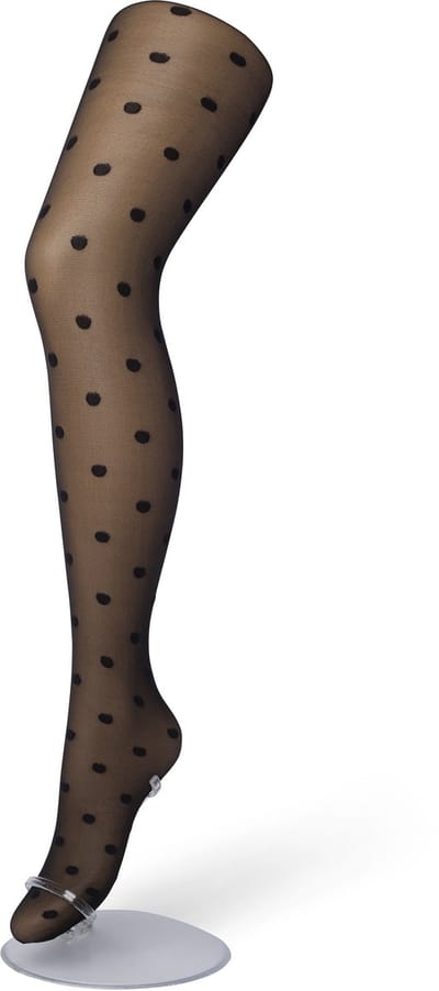 Bonnie Doon Dames Stippen Panty 30 Denier Zwart maat S/M - Chique Panty - Stip Dessin - Brede Boord - Comfort - Stipjes - Gestipte Print - Little Dots Tights - Feestelijk - Black - BP201910.101