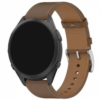 Leren bandje - geschikt voor Garmin Vivoactive 4 / Venu 4 (45mm) / Venu 3 / 2 / Forerunner 255 / Forerunner 265 / 570 (47mm) en Polar Vantage M / M2 / V3 / Grit X (Pro) - gesp - bruin