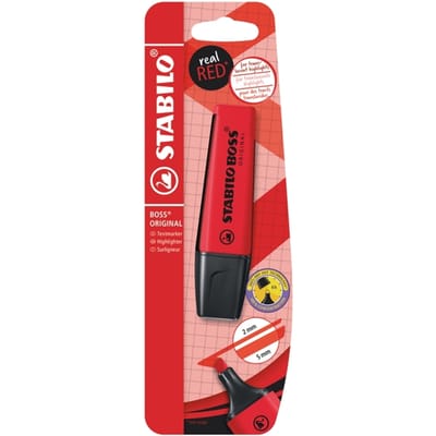 STABILO BOSS ORIGINAL - Markeerstift - Hoogste Kwaliteit - REALRED - Blister