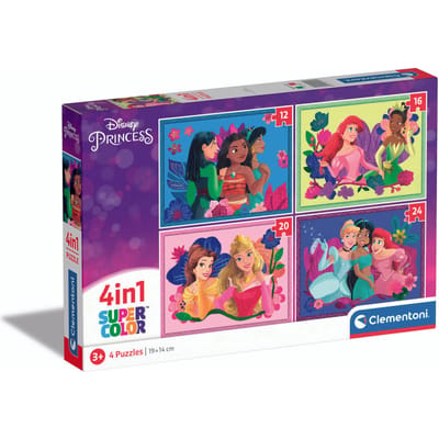 Clementoni - Puzzel - 4 Puzzels in 1 Doos - Disney Princess - Puzzel Voor Kinderen - Supercolor