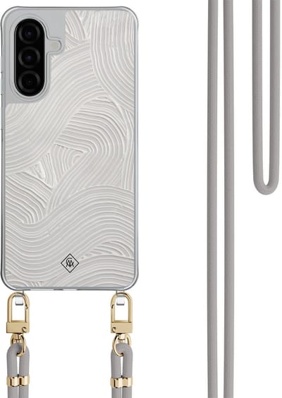 Casimoda® hoesje met grijs koord - Geschikt voor Samsung A26 - Abstract Waves - Afneembaar koord - TPU/polycarbonaat - Grijs